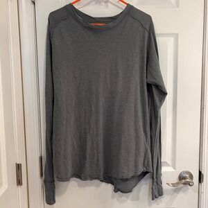 Free People We The Free Charcoal Grey Distressed Long Sleeve Top